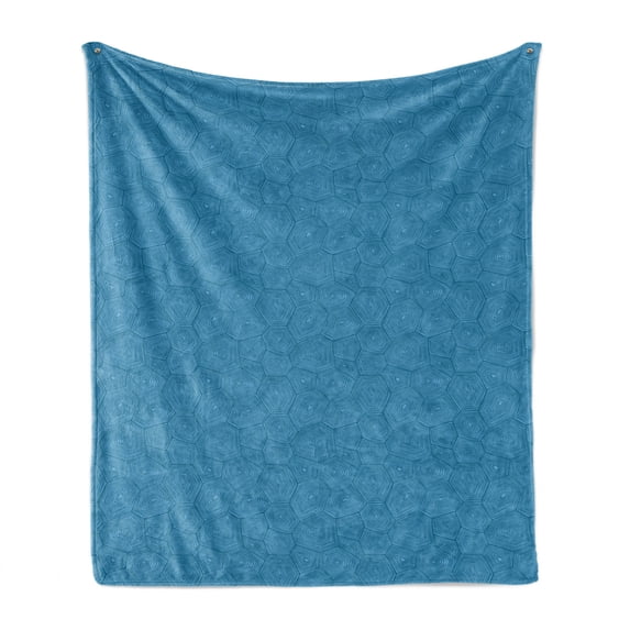 Turtle Soft Flannel Fleece Throw Blanket, Geometric Style Concentric Triangles Rectangles and Hexagonal Pattern, Cozy Plush for Indoor and Outdoor Use, 60" x 80", Petrol Blue and Blue, by Ambesonne