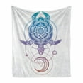 thumbnail image 1 of Turtle Soft Flannel Fleece Throw Blanket, Geometry Inspired Design with Crescent Moon Stars and Circle Dashed Shapes, Cozy Plush for Indoor and Outdoor Use, 50" x 70", Multicolor, by Ambesonne, 1 of 6