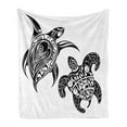 thumbnail image 1 of Turtle Soft Flannel Fleece Throw Blanket, Style Theme Featured Loggerhead Art Print, Cozy Plush for Indoor and Outdoor Use, 50" x 60", White and Black, by Ambesonne, 1 of 5