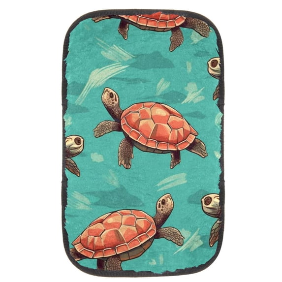 Turtle Soft Furry Printed Car Armrest Pad Cover Accessories Mat - 12.5x8.2 Inch