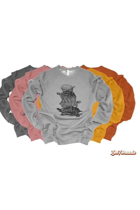 Turtle Stack Crewneck TShirt Zen Threads Reptile Gift