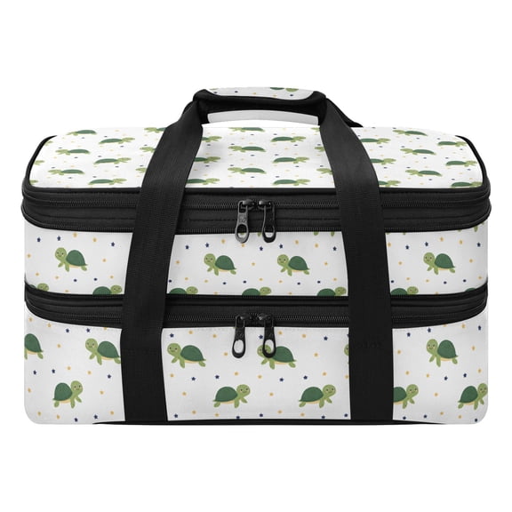 Turtle Star Pattern Insulated Double Decker Casserole Carrier Expandable for Hot Cold Food Potluck Picnic