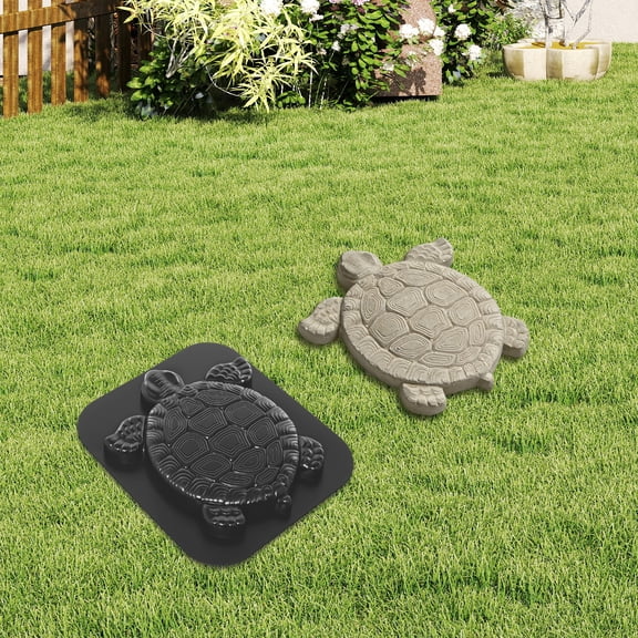 Turtle Stepping Stone Mold, ABS Concrete Paving Mold 17.3x15in, Reusable Garden Path Paver for DIY Walkway Sidewalk, Black