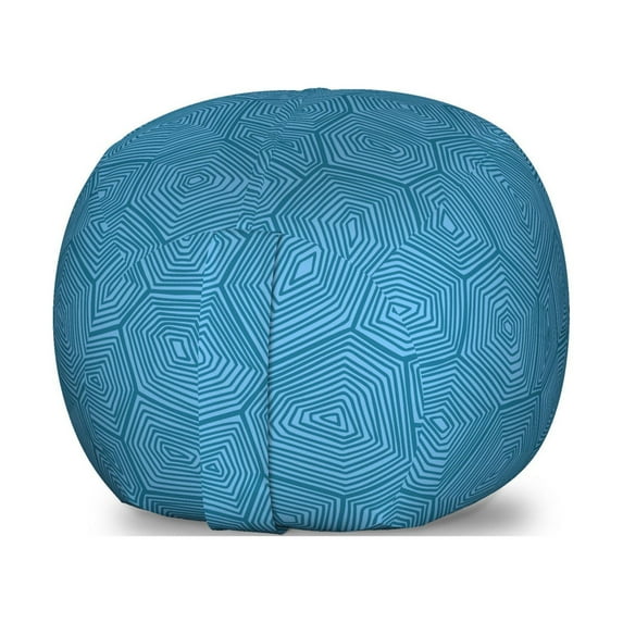 Turtle Storage Toy Bag Chair, Geometric Style Concentric Triangles Rectangles and Hexagonal Pattern, Stuffed Animal Organizer Washable Bag, Small Size, Petrol Blue and Blue, by Ambesonne