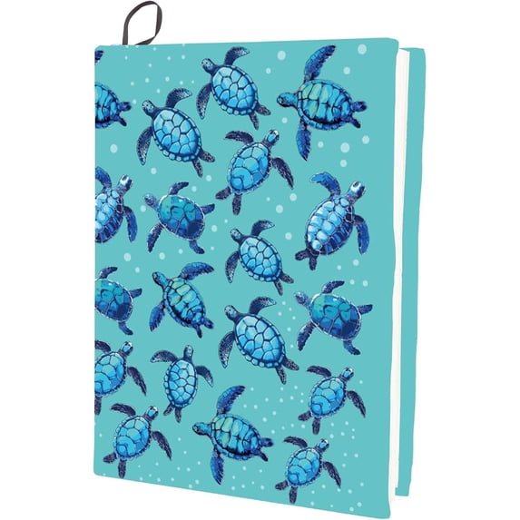 Turtle Stretchable Book Cover Marine Ocean Animal Blue Cover Washable Reusable Large Nylon Book Sleeve Book Protector Elastic Notebook Wraps for 9x11in Hardcover Books Textbook Gift DIY