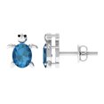 thumbnail image 1 of Turtle Stud Earrings with London Blue Topaz for Womens Day - AAA Grade, 10K White Gold, 1 of 7