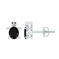 thumbnail image 1 of Rosec Jewels Turtle Stud Earrings with Oval Cut Black Onyx for Women (AAA Quality), 10K White Gold, 1 of 9