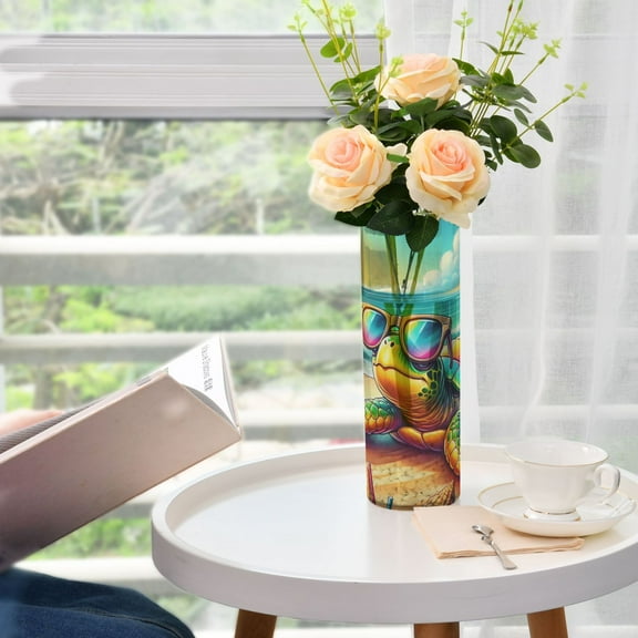 Turtle Sunglasses Beach Sea Vases for Flowers Modern Decorative Vase Home Decor for Bedroom Kitchen Living Room Centerpieces