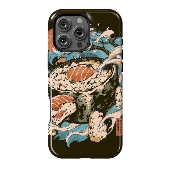 Turtle Sushi Tough Case for 16/15/14/13/12/11 Pro Max, Unique Protective Cover with Fun Sea Creature Design