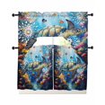 thumbnail image 1 of Turtle Swag Kitchen Curtains Sets for Windows 24 Inch Length, Ocean Fish Coral Underwater World Cartoon Short Window Curtain Panels Swags Valances and Tiers 3 Piece Set for Cafe/Dining Room, 1 of 5