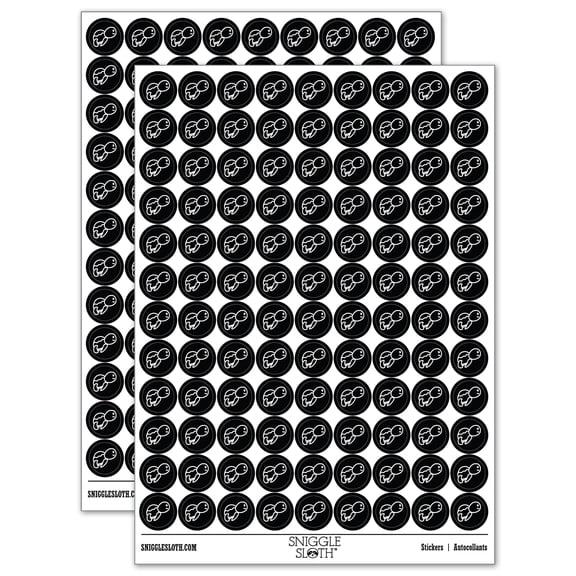 Turtle Swimming Doodle 200+ Round Stickers - Black - Gloss Finish - 0.50" Size