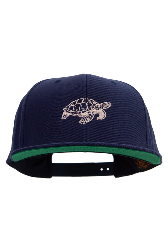 Turtle Swimming Embroidered Wool Blend Prostyle Snapback - Navy OSFM