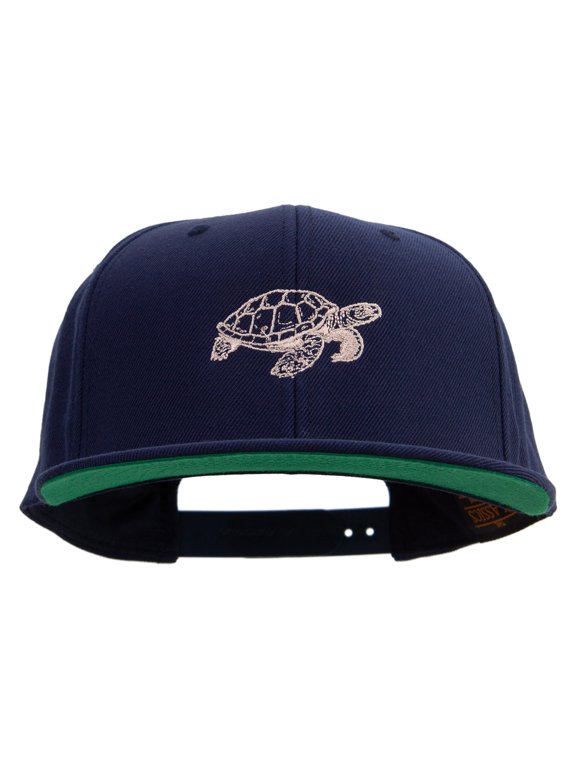 Turtle Swimming Embroidered Wool Blend Prostyle Snapback - Navy OSFM