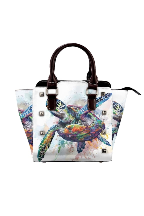 Turtle Swimming Rivet Fashion One-Shoulder Women's Handbag Tote Bag