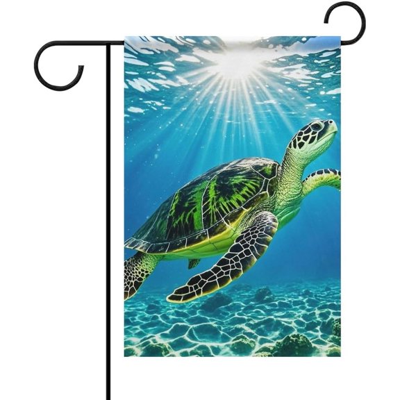 Turtle Swimming Spring Garden Flags for Outside 12x18 Double Sided Weather Resistant Seasonal Yard Flag with 4 Ties Welcome Outdoor Flags & Banners Patio Lawn Home Decoration