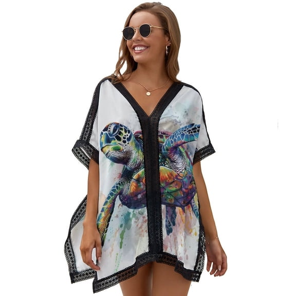 Turtle Swimming Women's Swimsuit Coverup Summer Beach Cover Up Bathing Suit Dress