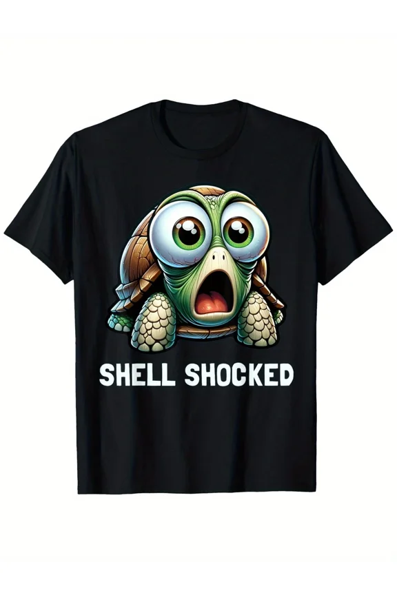 [Turtle T-shirt] 100% Cotton Shell Shock Turtle Pattern T-shirt | Loose Des
