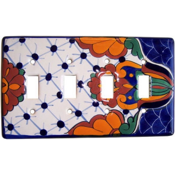 Turtle Talavera Quadruple Toggle Switch Plate