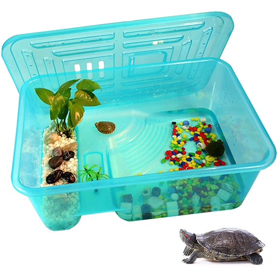 Picture Idea: Turtle Tank Aquarium Reptile Plastic Terrarium Safe Durable With Lid