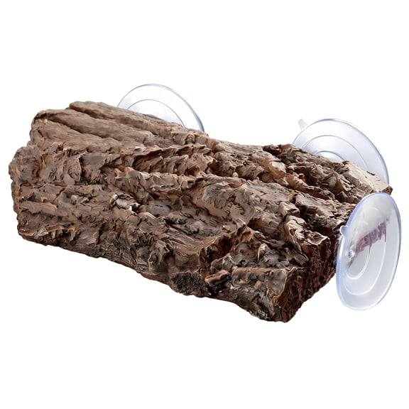 Turtle Tank Basking Platform, Resin Artificial Bark Platform with Suction Cups, Inclined Ladder, Reptile Island, Decor, Resting, Climbing, Hiding for Reptiles, 8.3 x 4.7 x 1.6 in / 21 x 12 x 4 cm