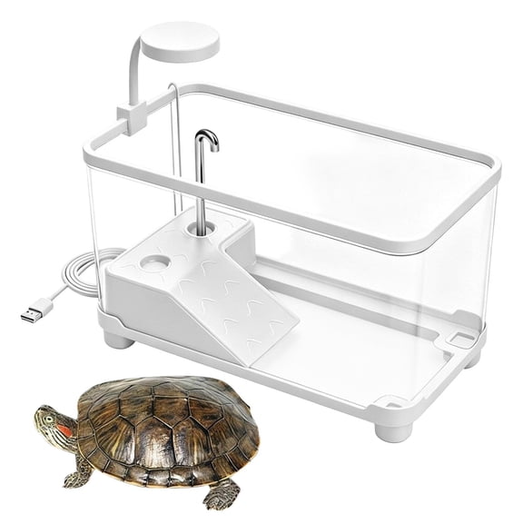 Turtle Tank Clear Aquarium Terrarium Box, with Basking Stage for Room | Turtle Terrarium for Home Desk Living Room Workplace Dorm Shop