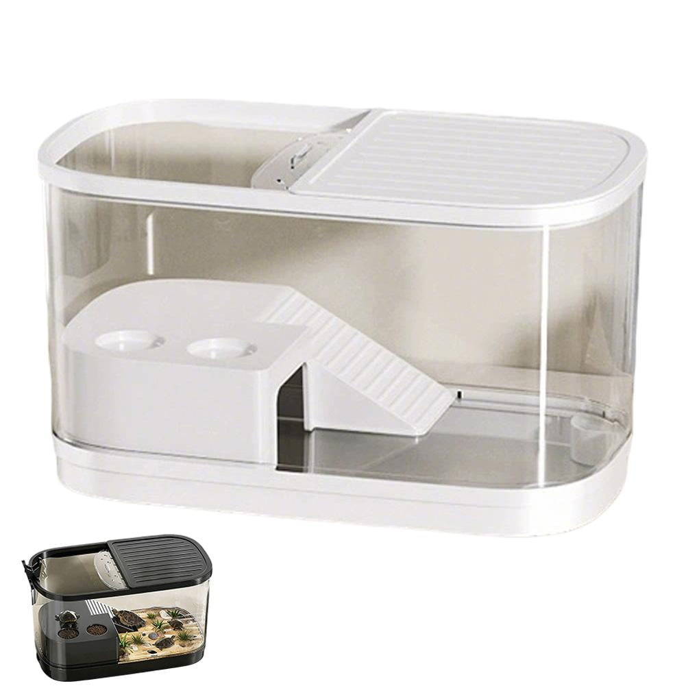 Turtle Tank Ecological Landscape Habitat, Small Luxury Terrapin Villa with Basking Platform, Drainable Breeding Tank for Red Eared Slider