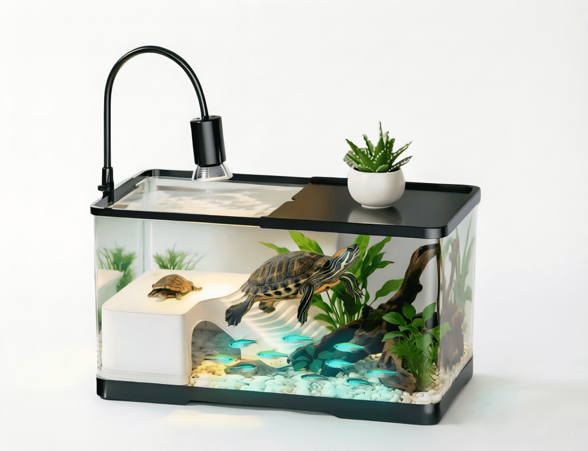 Joyhoop Small Turtle Terrarium Habitat Décor Kit with Climbing Ladder, Clear