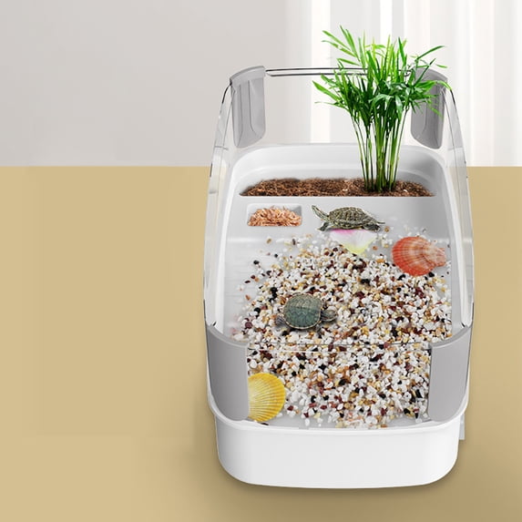 Turtle Tank Turtle House With Areas To Breed Feed Swim Bask Indoor Turtle Enclosure Small Animal Turtle Cage Reptile Habitat House 35x23x17cm/13.7x9.0x6.7 Inches