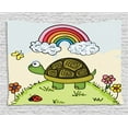 thumbnail image 1 of Turtle Tapestry, Cartoon Animal Looking at a Butterfly on Hill Spring Season Colorful Nursery Doodle, Wall Hanging for Bedroom Living Room Dorm Decor, 80W X 60L Inches, Multicolor, by Ambesonne, 1 of 2