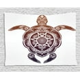thumbnail image 1 of Turtle Tapestry, Ornate Motifs Mandala Inspired Style Shell Design Blending Gradient Colors, Wall Hanging for Bedroom Living Room Dorm Decor, 80W X 60L Inches, Dark Purple Brown, by Ambesonne, 1 of 2