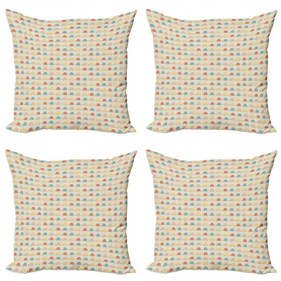 Ambesonne Turtle Throw Pillow Cover 4 Pack, Hand Drawn Happy Turtles, 24", Multicolor