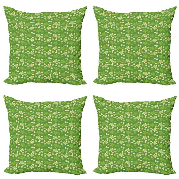 Ambesonne Turtle Throw Pillow Cover 4 Pack, Spring Revival Pattern, 18", Multicolor