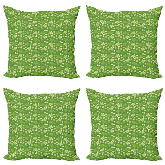 Ambesonne Turtle Throw Pillow Cover 4 Pack, Spring Revival Pattern, 16", Multicolor