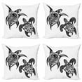 thumbnail image 1 of Ambesonne Turtle Throw Pillow Cover 4 Pack, Tattoo Inspired Animal Motif, 20", White and Black, 1 of 2