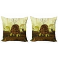 thumbnail image 1 of Ambesonne Turtle Throw Pillow Cover 2 Pack, Cartoon Woodland Design, 16", Multicolor, 1 of 2