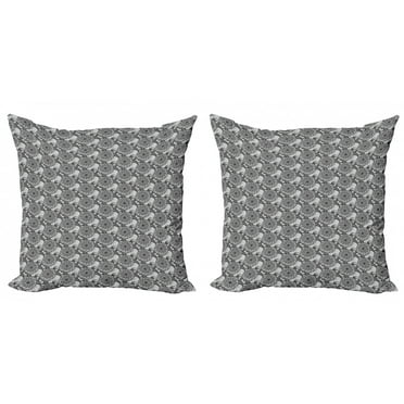 Ambesonne Turtle Throw Pillow Cover 2 Pack, Detailed Mandala Sign, 24", Blue Grey White