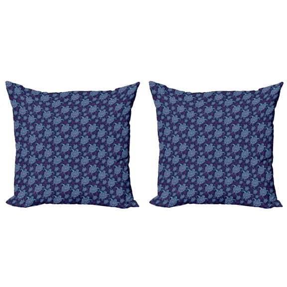 Ambesonne Turtle Throw Pillow Cover 2 Pack, Nautical Animals Maya, 16", Purple Magenta and Aqua