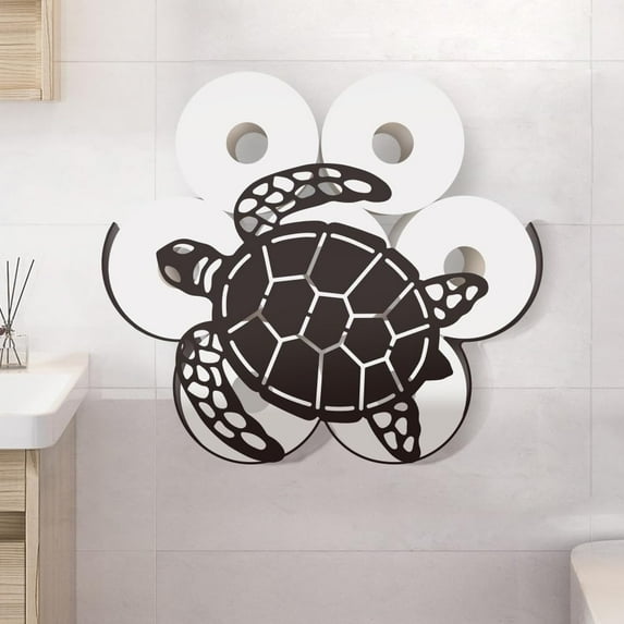 Turtle Toilet Paper Holder Metal Oceans Turtle Wall Mounted Toilet Paper Storage for Extra 8 Rolls Funny Animal Toilet Paper Organizer Toilet Paper Roll Holder for Bathroom Home Décor