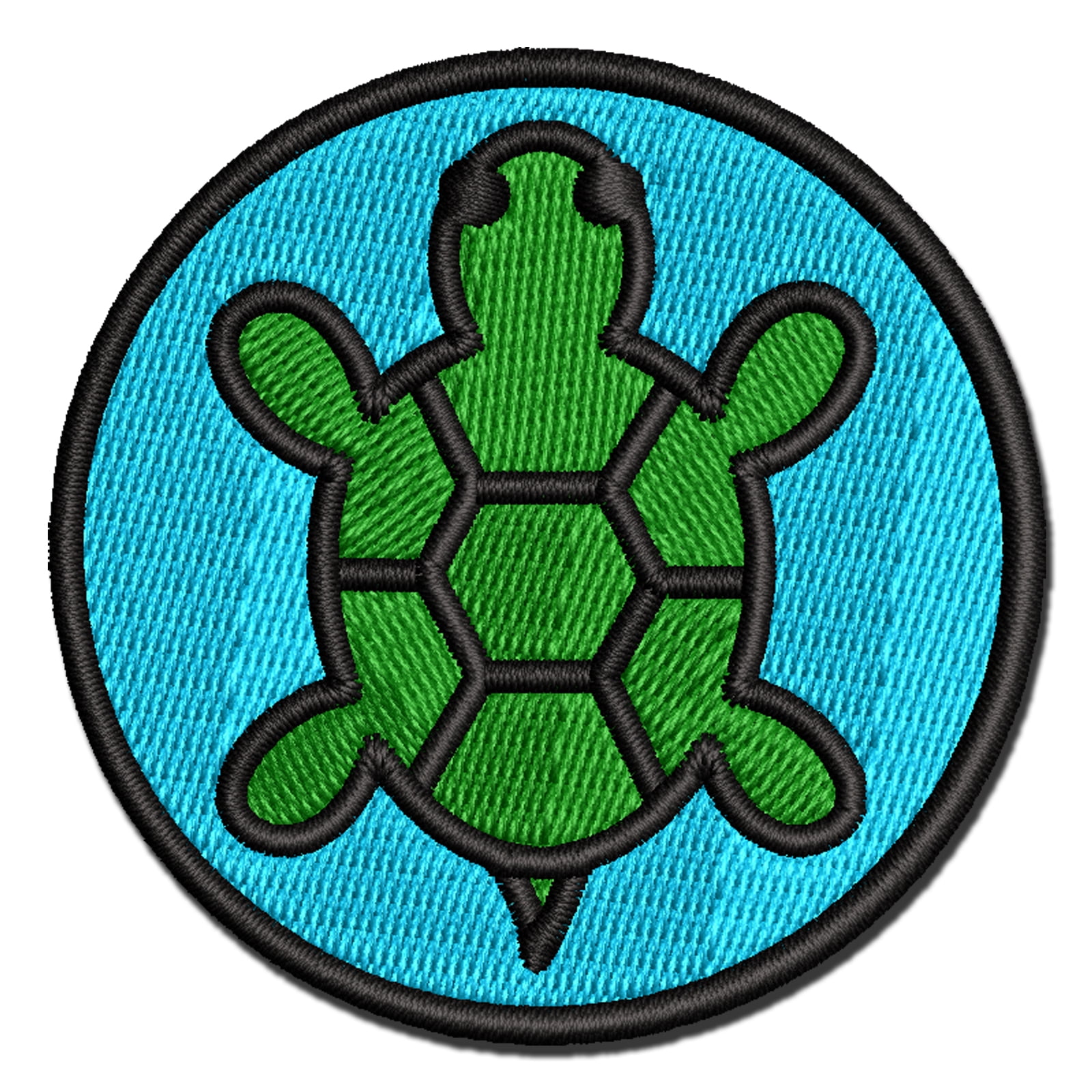 Turtle Top View Applique Multi-Color Embroidered Iron-On Patch - 2.0 ...