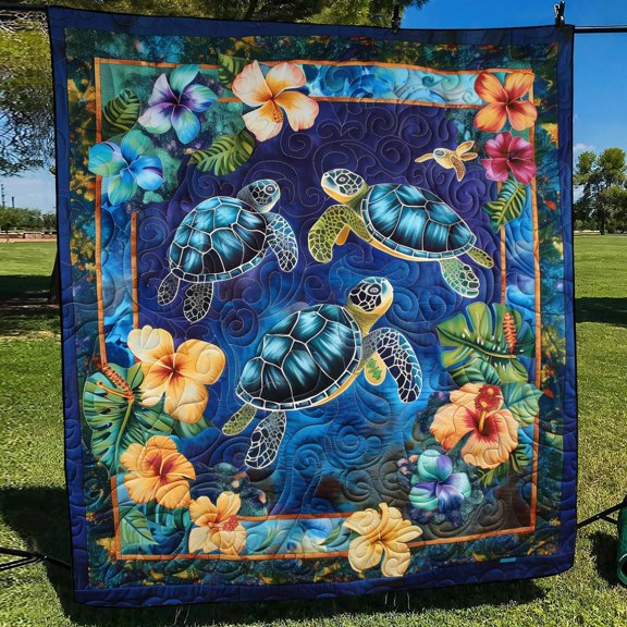 Turtle Tranquility Quilted Blanket