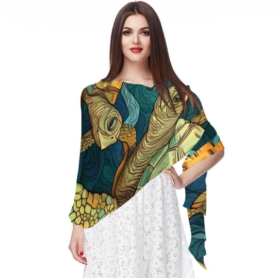 Turtle Translucent Light and Breathable Chiffon Silk Scarf 70.86x28.7in - Stunning Sheer Wrap for Women - Elegant Fashion Accessory for All Occasions