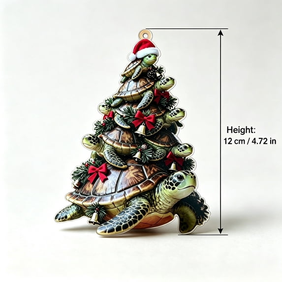 Turtle Tree Christmas Ornament, 4.72" Acrylic Christmas Animal Ornaments, Home Christmas Tree Decorations, Holiday Hanging Decor, Storefront Displays Ornament Supply, Gift for Turtle Lovers,Turtle*3