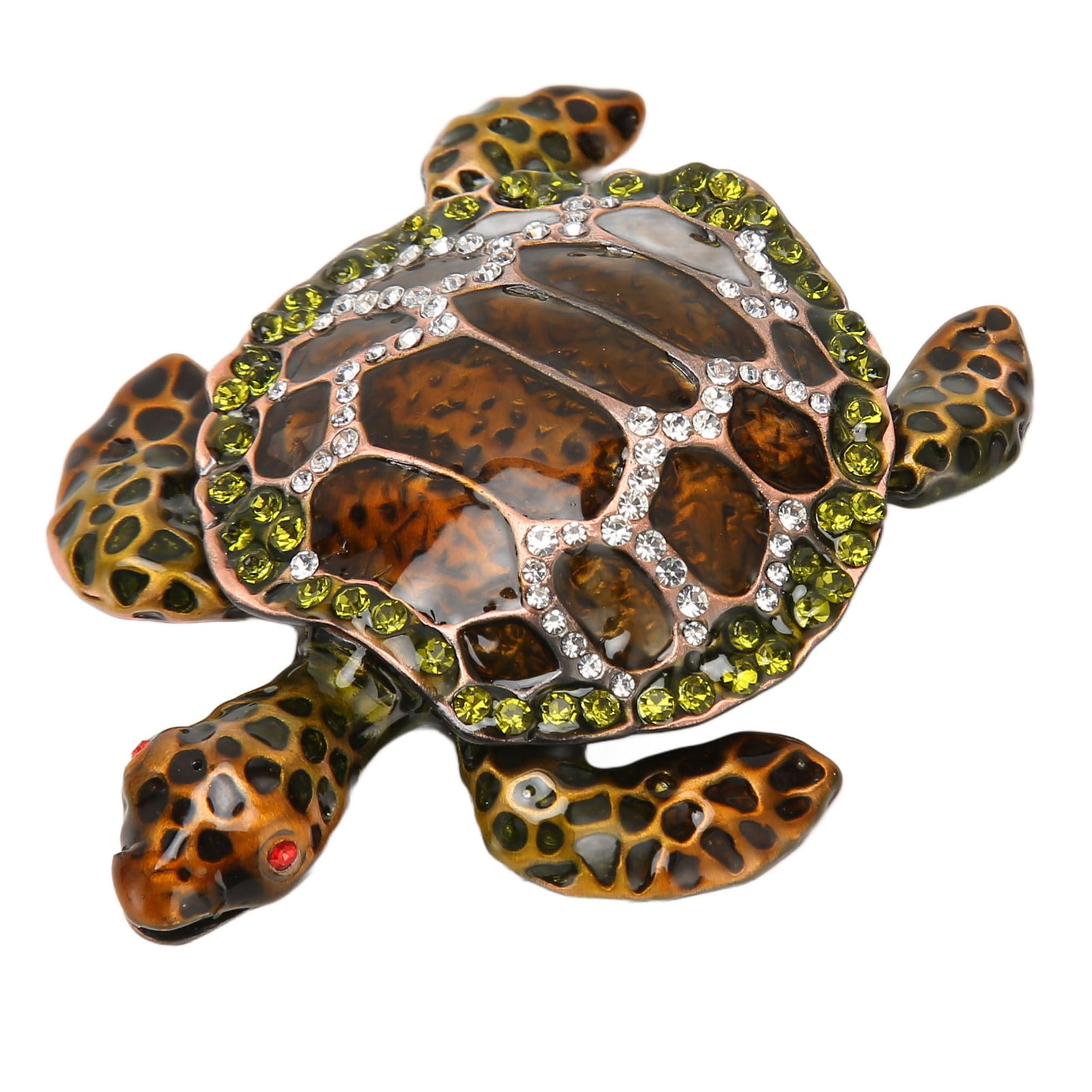 Turtle Trinket Boxes Handcrafted Hand Painted Rhinestones Hinged