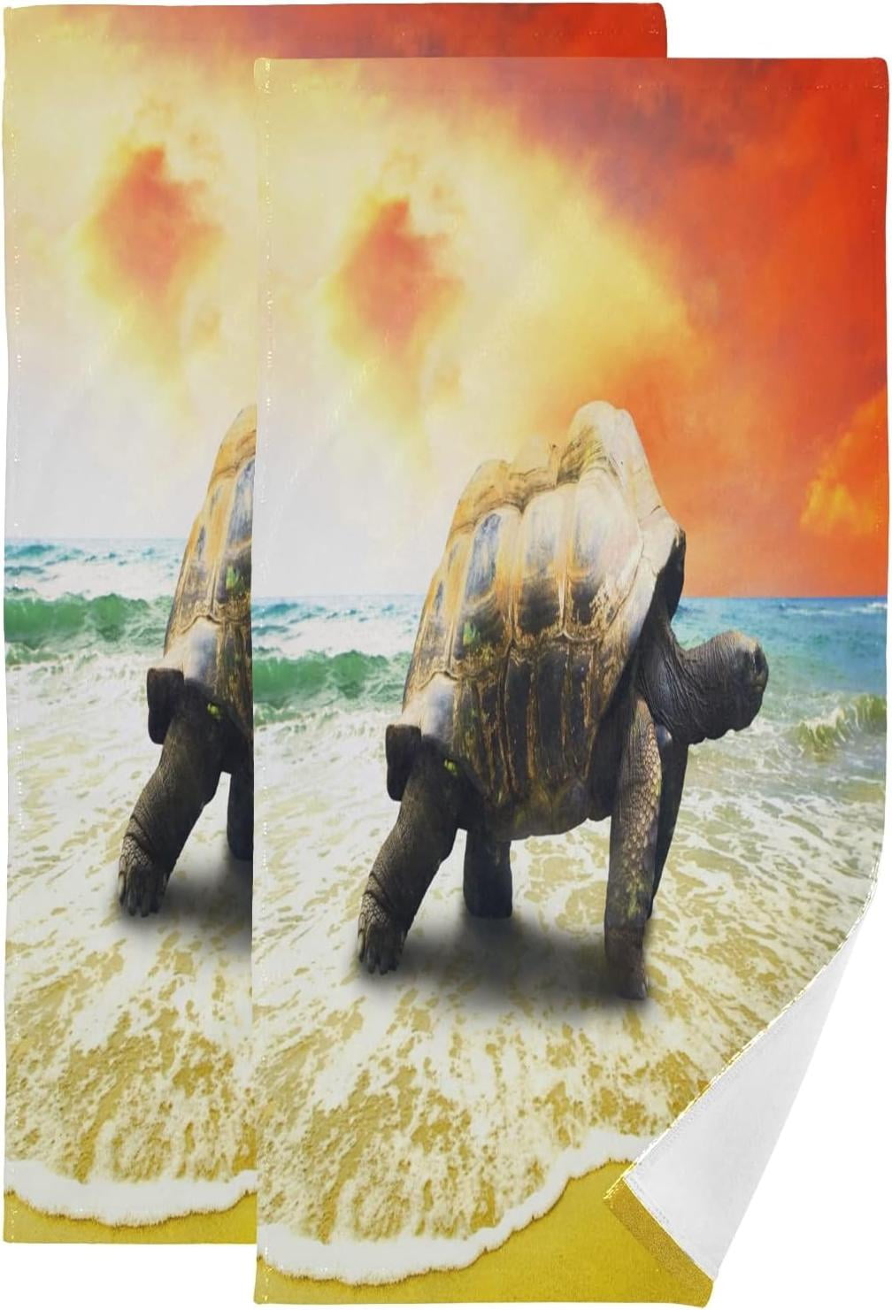Turtle Tropical Oceans Kitchen Hand Towels 2 Pack, Beach Sea Fingertip