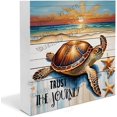 thumbnail image 1 of Turtle Trust The Journey Wooden Box Sign Turtle Gifts For Best Friends Funny Bedroom Decor Desk Decor for Room Unique Desk Accessories Wood Block Signs For Shelf Desk Decoration 5x5 in, 1 of 6