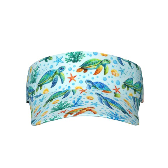Turtle Underwater Unisex Sun Visor Hats, Adjustable Empty Top Lightweight Packable Baseball Cap For Fashion Workouts Trucker Hat