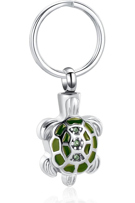 Turtle Urn Keychain for Ashes Stianless Steel Cremation Locket for Ashes Keepsake Memorial Jewelry