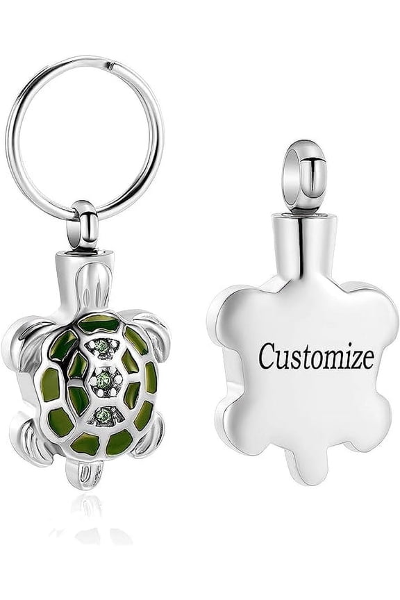 Turtle Urn Keychain for Ashes Stianless Steel Cremation Locket for Ashes Keepsake Memorial Jewelry