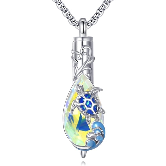 Turtle Urn Necklaces for Ashes Sterling Silver Turtle Memorial Keepsake Cremation Jewelry Gift for Women