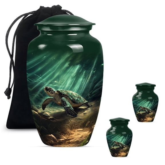 Turtle Urns for Human Ashes Adult, Mini Urns for Ashes Keepsake, Cremation Urns for Adult Ashes Women, Urns for Human Ashes Large Adult(Size - 10" 1Pcs, 3" 2Pcs)